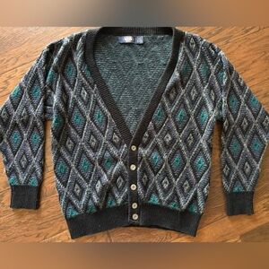 Vintage Knights Bridge Geometric Patterned Mens Cardigan size Large